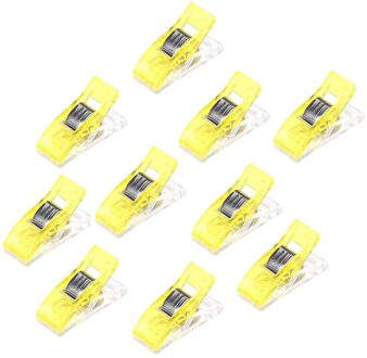 10 Pcs Kleurrijke Naaien Ambachtelijke Quilt Binding Plastic Clips Klemmen Pack Voor Patchwork Naaien Ambachten Vest Clip Pince Couture geel