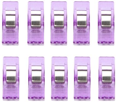 10 Pcs Kleurrijke Naaien Ambachtelijke Quilt Binding Plastic Clips Klemmen Pack Voor Patchwork Naaien Ambachten Vest Clip Pince Couture Paars