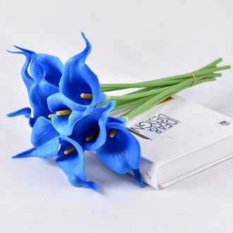 10 Pcs Kunstmatige Bloem Calla Bloem Nep Bos Bruiloft Valentijnsdag Home Grave Outdoor Bloemen Boeket Woondecoratie koninklijk blauw