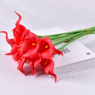 10 Pcs Kunstmatige Bloem Calla Bloem Nep Bos Bruiloft Valentijnsdag Home Grave Outdoor Bloemen Boeket Woondecoratie rood