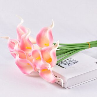 10 Pcs Kunstmatige Bloem Calla Bloem Nep Bos Bruiloft Valentijnsdag Home Grave Outdoor Bloemen Boeket Woondecoratie roze