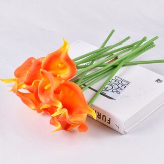 10 Pcs Kunstmatige Bloem Calla Bloem Nep Bos Bruiloft Valentijnsdag Home Grave Outdoor Bloemen Boeket Woondecoratie sunset rood