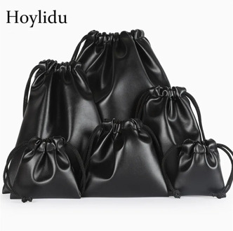 10 Pcs/Lot High Quality Custom Logo Bag PU Leather Drawstring Bags Headset Data Cable Waterproof Storage String Bag Gifts Pouch