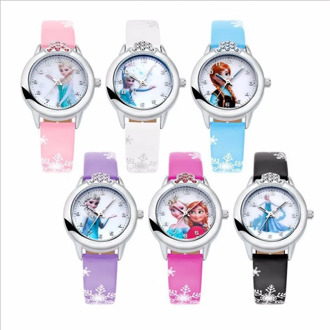 10 pcs/lot Mixed Wholesales Kids with Diamond Elsa Anna Cartoon Watches for Girls Clock Leather Watch Gifts Relogio WristWatch
