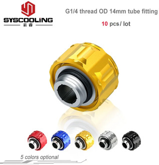 10 pcs/lot Syscooling new water cooling G1/4 fitting for OD 14 mm hard tube copper compression fitting PETG tube fitting