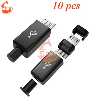 10 pcs Micro USB Male Connector 4 Pin DIY Date Cable OTG Line Plastic Shell Jack Tail Socket T Plug Terminals Micro Converter