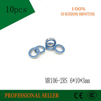 10 pcs MR106-2RS MR106RS MR106 L-1060 676 ABEC3 diepgroefkogellager 6x10x3mm miniatuur lager