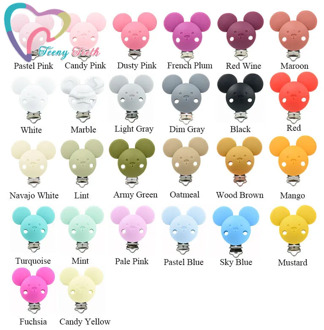 10 PCS New Color Round Mouse Head Silicone Teether Clips DIY Baby Pacifier Dummy Chain Holder Soother Nursing Jewelry Toy Clips
