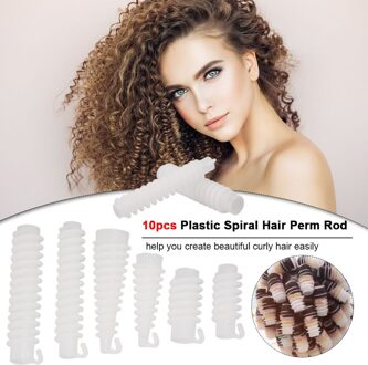 10 Pcs Plastic Spiraal Haar Perm Staaf Kappers Rollers Curlers Set Voor Golvend Haar Maker Salon Styling Tools Haar Rollen