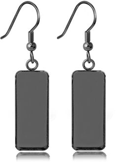 10 Pcs Rvs Connector Fit 10X25 Mm Rechthoek Blank Instelling Bezel Base Cabochon Oorbel Bodemprofiel Voor diy Earring zwart