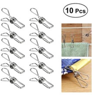 10 Pcs Rvs Wasknijpers Metalen Clips Sokken Clips Wasknijpers Multifunctionele Kleding Deken Klemmen Metalen Pinnen Doek