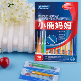 10 pcs Schoon Tussen Tanden Floss Push-pull Volwassenen Rager Tandenstoker Oral Care Tool Interdentale Borstel Dental Floss Blauw