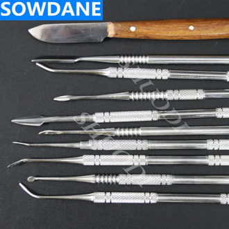 10 Pcs set Dental Wax Carving Tool Set Stainless Steel Versatile Kit Dental Lab Tool