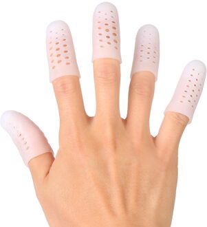 10 Pcs Siliconen Vinger Beschermers, vrouwen & Mannen Vinger Mouwen Voor Wonden Ademend Vinger Caps Met Gaten Voor Vinger Kraken