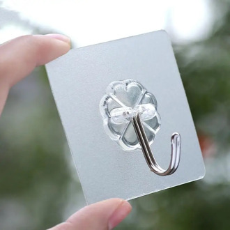 10 Pcs Transparent Strong Self Adhesive Door Wall Hangers Hooks For Silicone Storage Hanging For Kitchen Bathroom 6*6cm Dropship