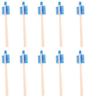 10 Pcs Triple Side Sojamelk Machine Reiniging Borstels Plastic Handvat Juicer Keukenmachine Borstels Koffiemolen Borstel Voor Keuken blauw