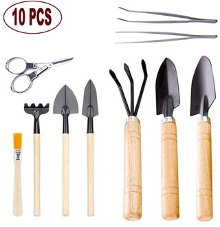 10 Pcs Tuin Planten Tool Set Praktische Houten Handvat Mini Hand Transplanteren Gereedschap Outdoor Tuinieren Schop Accessoires