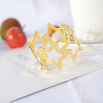 10/Pcs Vijfpuntige Ster Servetring High End Hotel Restaurant Model Kamer Servet Ring Handdoek Gesp Verstelbare size Gratis Sh