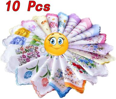 10 Pcs Vintage Katoen Vrouwen Zakdoeken Geborduurde Vlinder Kant Bloem Hanky Bloemen Diverse Doek Dames Zakdoek Stoffen