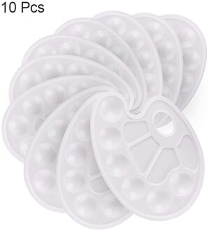 10 Pcs Wit Plastic Verf Lade Paletten Met Tien-Goed Duim Gat Voor Schilderen Party, diy Ambacht En Kunst Schilderen