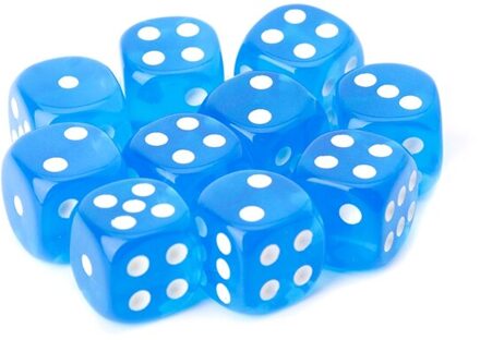 10 Pcs Zes Zijdige 15Mm Transparante Kubus Ronde Hoek Draagbare Tafel Playing Games Blauw