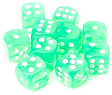 10 Pcs Zes Zijdige 15Mm Transparante Kubus Ronde Hoek Draagbare Tafel Playing Games groen