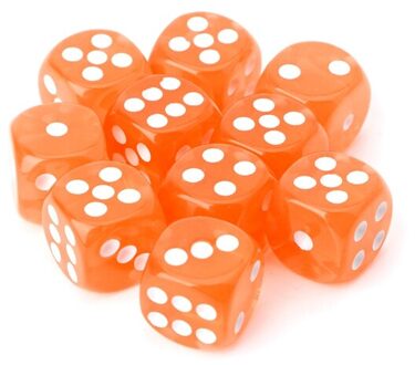 10 Pcs Zes Zijdige 15Mm Transparante Kubus Ronde Hoek Draagbare Tafel Playing Games Oranje