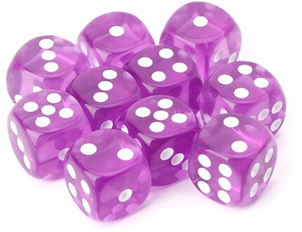 10 Pcs Zes Zijdige 15Mm Transparante Kubus Ronde Hoek Draagbare Tafel Playing Games Paars