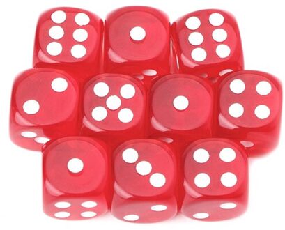 10 Pcs Zes Zijdige 15Mm Transparante Kubus Ronde Hoek Draagbare Tafel Playing Games Rood