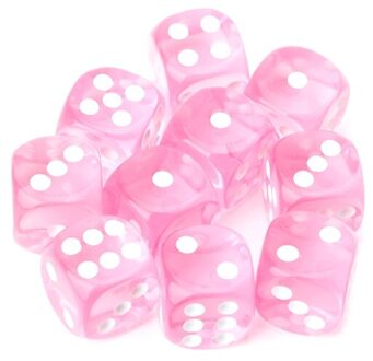 10 Pcs Zes Zijdige 15Mm Transparante Kubus Ronde Hoek Draagbare Tafel Playing Games Roze