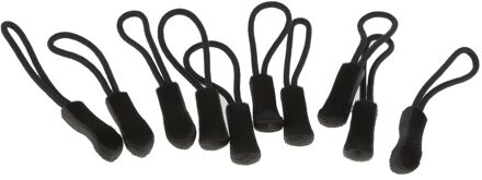10 Pcs Zipper Pull Cord Zip Trekkers Fastener Slider Voor Rugzak Jas Bagage zwart