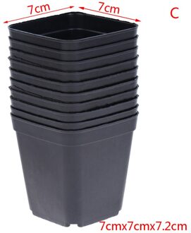 10 Pcs Zwarte Kleur Bloempotten Plantenbakken Pot Trays Plastic Potten Creatieve Kleine Vierkante Potten Voor Succulenten 5 Maten