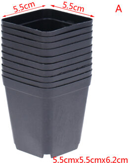 10 Pcs Zwarte Kleur Bloempotten Plantenbakken Pot Trays Plastic Potten Creatieve Kleine Vierkante Potten Voor Succulenten 5 Maten
