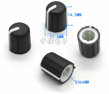 10 Piece 11.5 * 14mm black rubber knob half handle D-shaped inner hole 6mm potentiometer adjustment 180 ° indicator knob