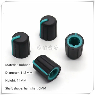 10 Piece 11.5*14MM rubber half shaft knob potentiometer rotary encoder volume switch knob suitable for D axis 6MM