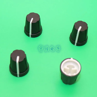 10 Piece 13.8 * 16mm black plastic knob half handle D-shaped inner hole 6mm potentiometer switch adjustment 0 degree indicating