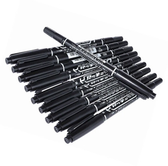 10 Pieces Black Double Ended Waterproof Permanent Oily Paint Marker Pen Set
