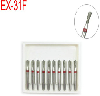10 Pieces/box Dental High Speed Burs Diamond Polishing Tooth Preparation Bur Dentistry Equipment EX-31F