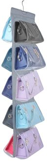 10 Pocket Folding Hanging Handbag Purse Storage Large Clear Holder Anti-dust Organizer Rack Hook Hanger Grijs
