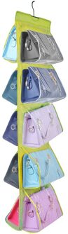 10 Pocket Folding Hanging Handbag Purse Storage Large Clear Holder Anti-dust Organizer Rack Hook Hanger groen