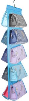 10 Pocket Folding Hanging Handbag Purse Storage Large Clear Holder Anti-dust Organizer Rack Hook Hanger lucht blauw
