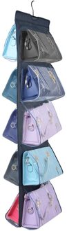 10 Pocket Folding Hanging Handbag Purse Storage Large Clear Holder Anti-dust Organizer Rack Hook Hanger zwart