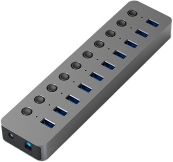 10-Poort USB3.0 High-Speed Transmissie Splitter Hub Met Schakelaar Controle Extension (Eu Plug)