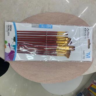 10 Rode Staaf Twee Kleur Nylon Wol Aquarel Borstel Set Olieverf Borstel Suit Pen Board