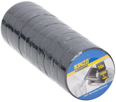 10 rollen isolerende tape voor kabels en elektra 18 mm x 10 meter - Tape (klussen) Zwart