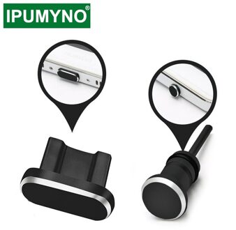 10 Set/partij Dust Plug Telefoon Accessoires Micro Usb Cover Anti 3.5 Mm Oortelefoon Jack Voor Xiaomi Huawei Samsung Android Gadget zwart
