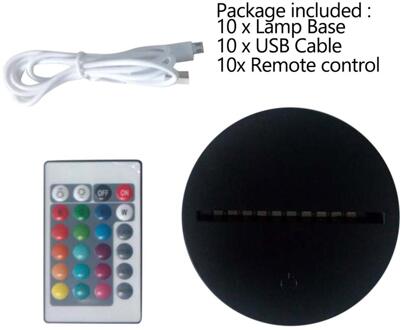 10 Sets 3D Led Night Lights Led Lamp Bases Usb Kabel Afstandsbediening Base 3D Illusion Tafellamp 7 Kleuren voor Home Decor Licht