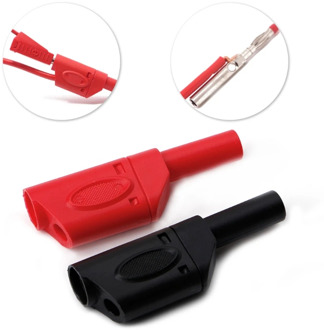 10 Sets 4mm Male Retractable Sheath Stackable Banana Plug Wire Solder Connector Black Red