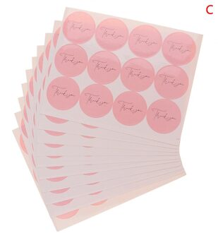 10 Sheets = 120Pcs Cirkel Roze Dank U Stickers Bruiloft Stickers Voor Bakken Party Envelop Fles Drinken Seal Label stickers