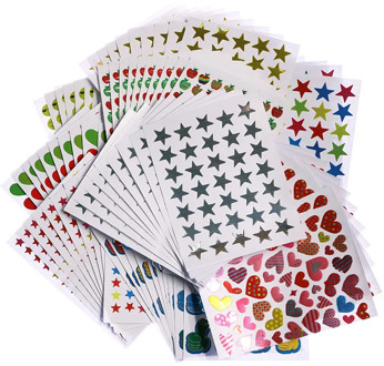 10 Sheets/Pack Of Children'S Gold-Plated Award Glitter Stickers Mother Teacher Praise Label Award Five-Pointed Star Love Sticker